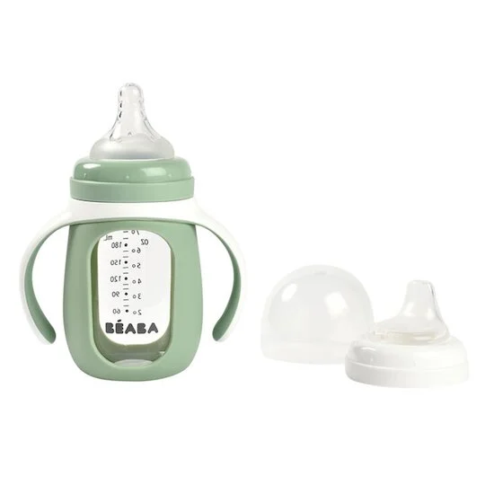 Biberon d'apprentissage 2en1 avec housse silicone   Vert Sauge        de               Béaba