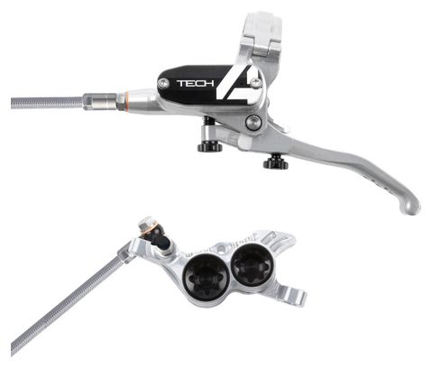 Frein Arrière Hope Tech 4 V4 Argent / Noir Durite Tressé Aviation