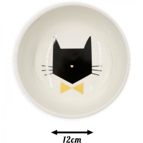 Comedouro e bebedouro de cerâmica branca AIME para cães e gatos de pequeno porte.