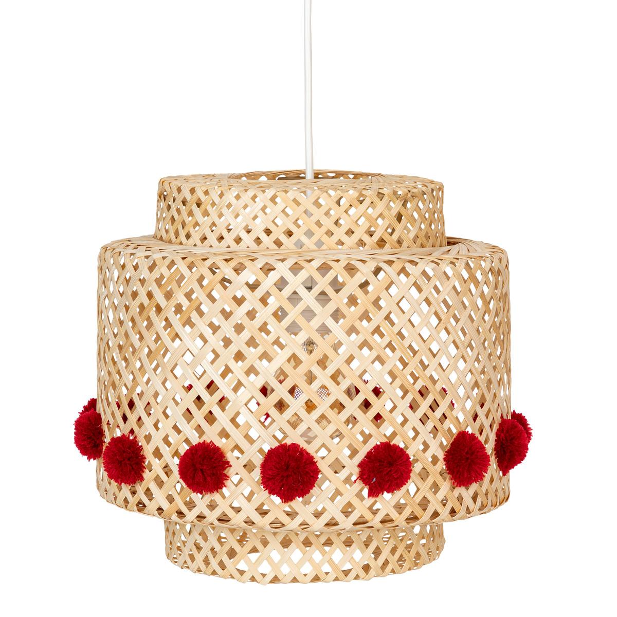 SUSPENSION BAMBOU LIBY POMPON D.28CM
