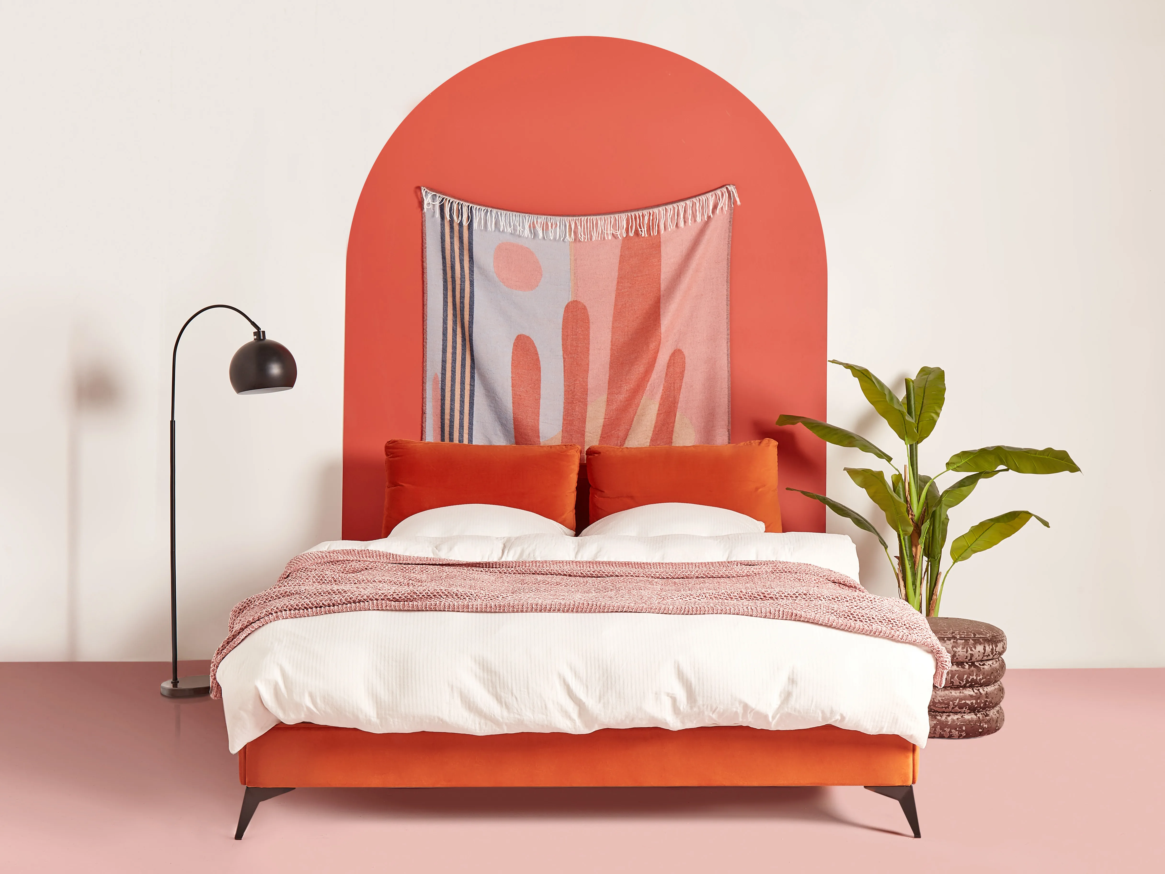 Bed Fluweel MELLE 160 x 200 cm Oranje