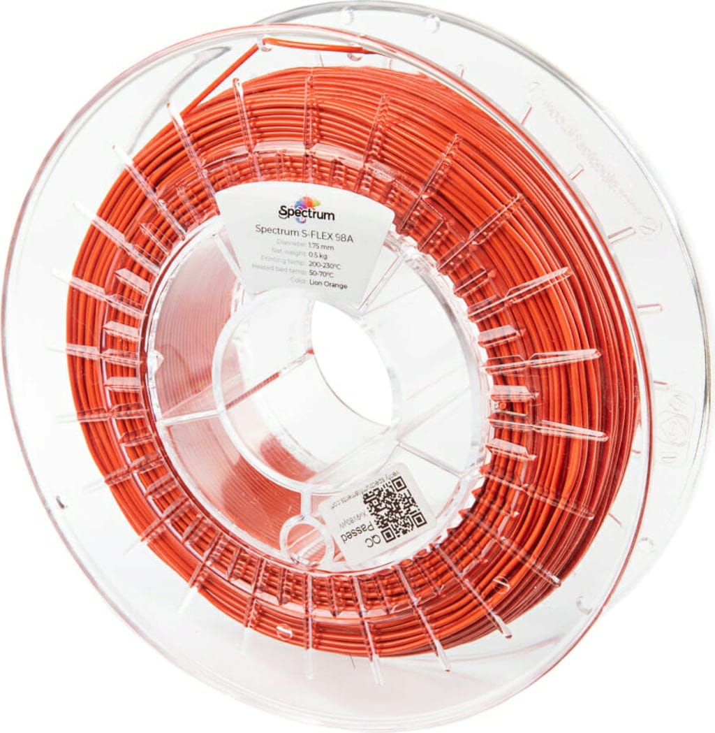 Spectrum  S-Flex 98A Lion Orange, 1,75 mm / 500 g    Flexibles Filament mit hoher Hydrolysebeständigkeit