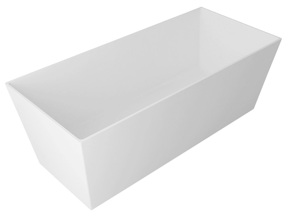 Gelco Kvadrie rechthoekig vrijstaand bad wit glans mineraalmarmer 160x65cm