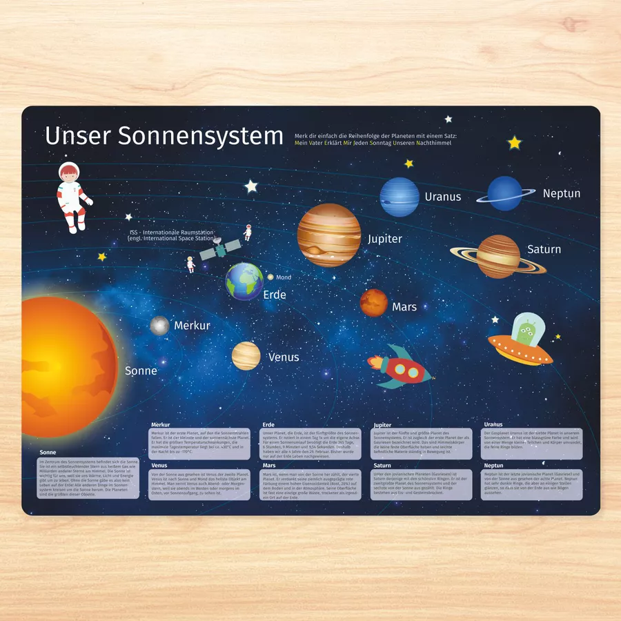 Nikima Platzset stabiles Vinyl Tischset - Sonnensystem bunt