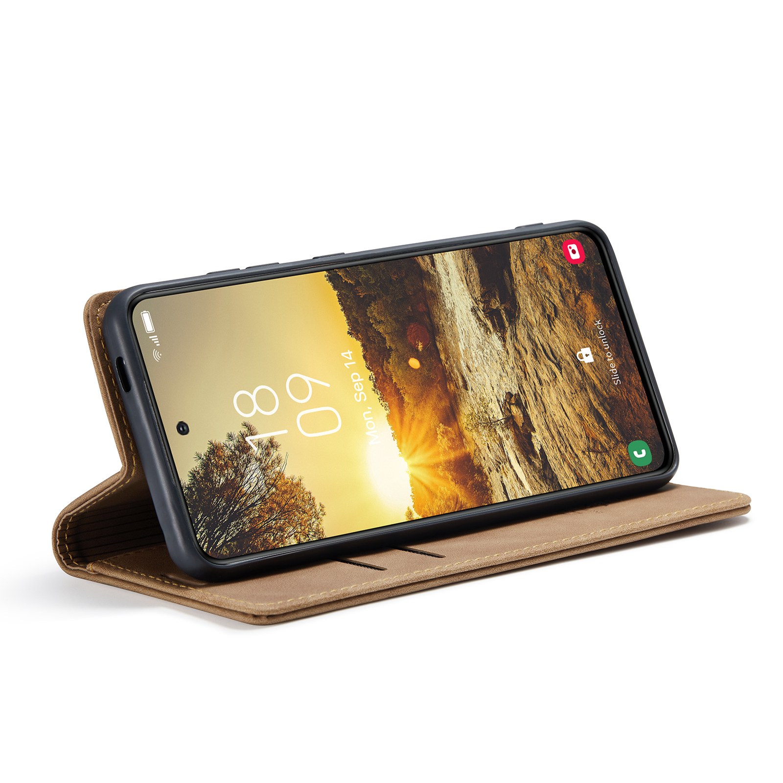 Samsung Galaxy S24 FE Leder Tasche Flip Wallet Etui mit Kartenfächern - Braun