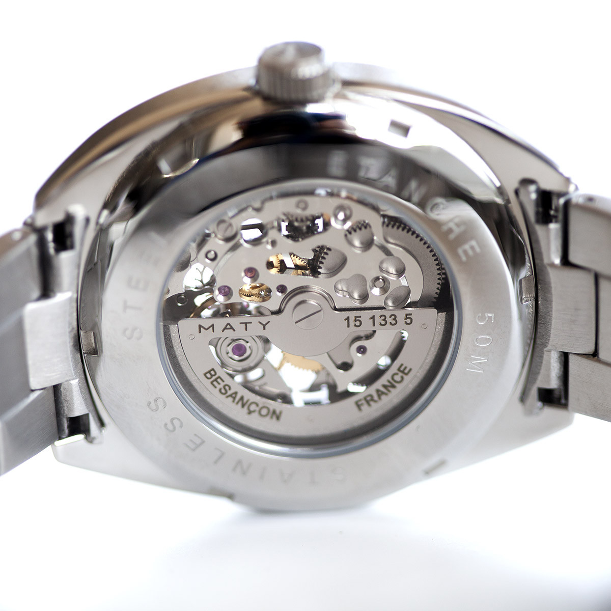 Montre homme squelette automatique acier bracelet acier