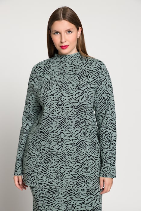Pullover, Zebra-Design, Stehkragen, Langarm