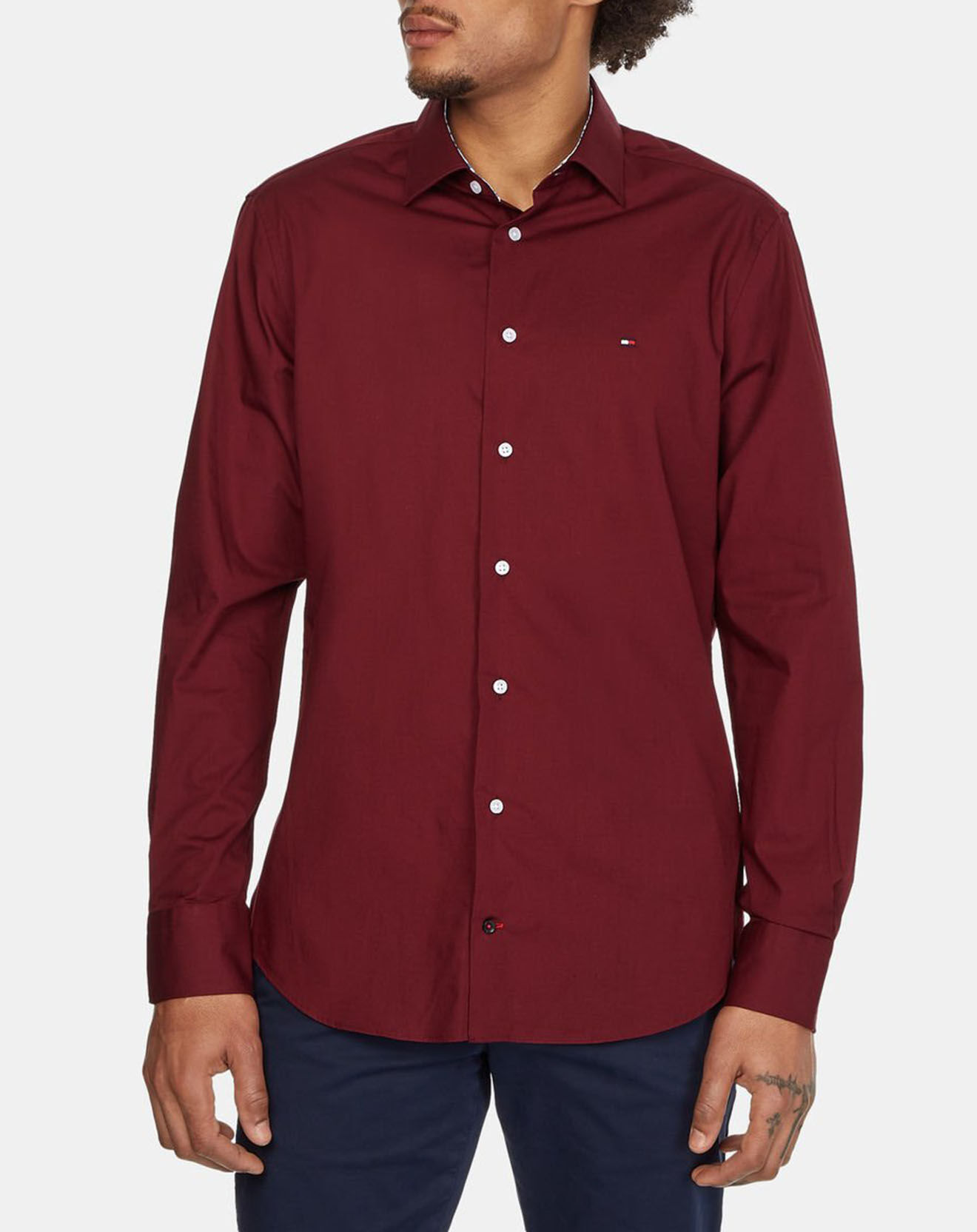 Tommy Hilfiger Chemise droite en Popeline Solid  bordeaux