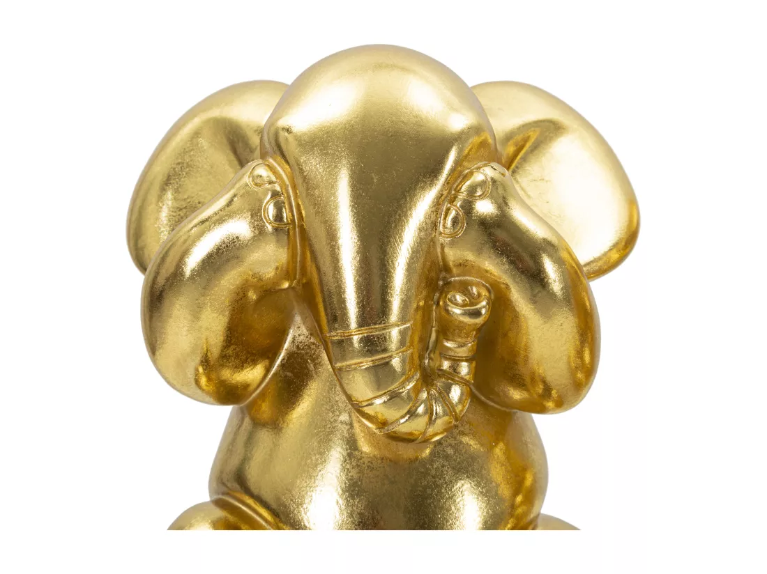 Lot de 3 éléphants en résine dorée Ø 15,5x20,5 cm