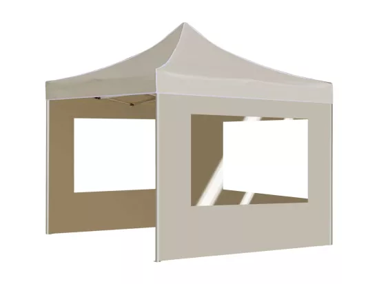 Tente de réception pliable avec parois Aluminium 3 x 3 m Crème