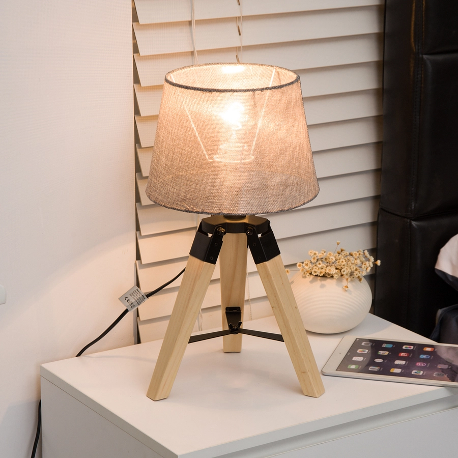 HOMCOM Tischlampe natur, grau