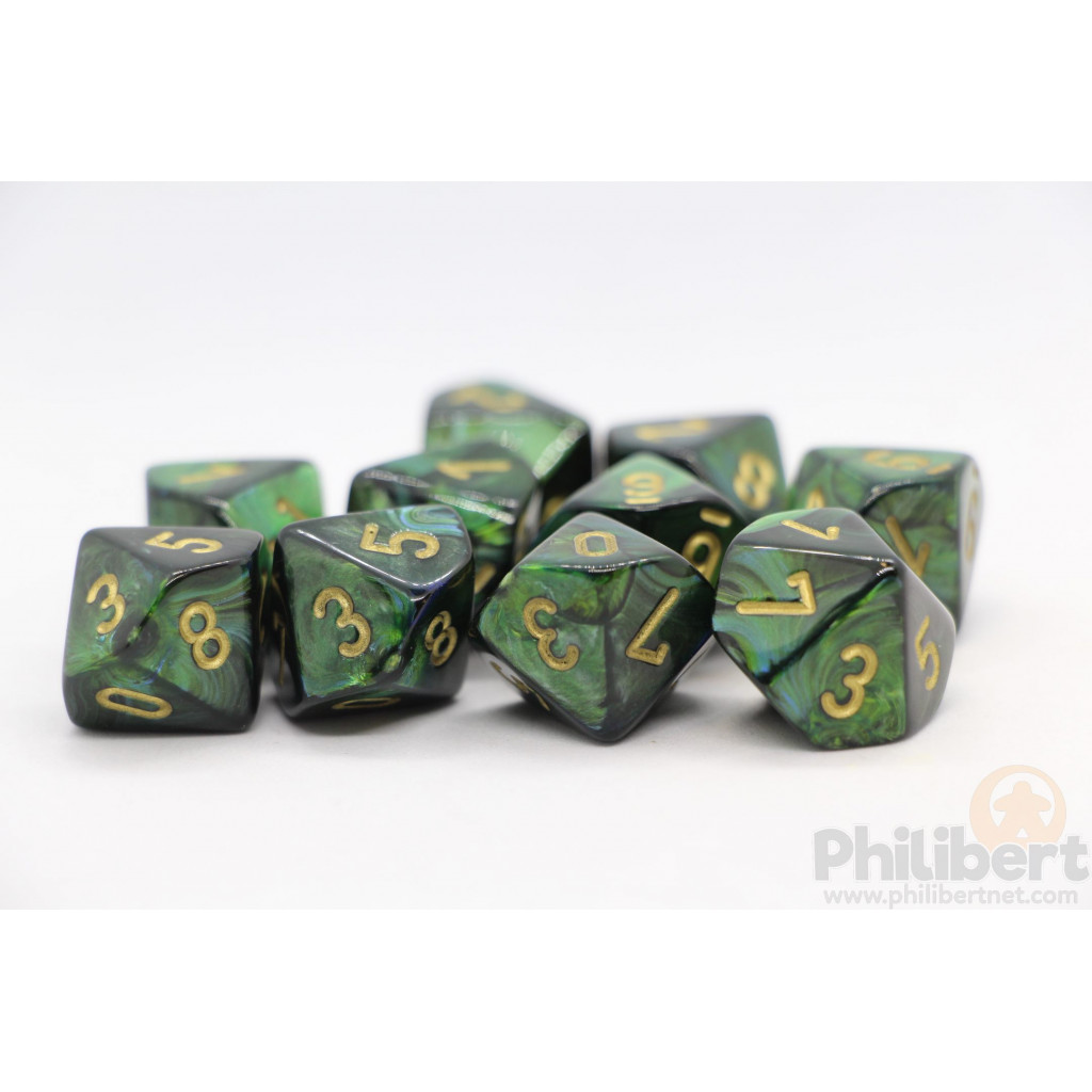 Set de 10 Dés 10 Faces Chessex : Scarab