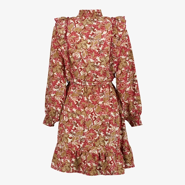 TwoDay dames jurk met ruches bruin/roze