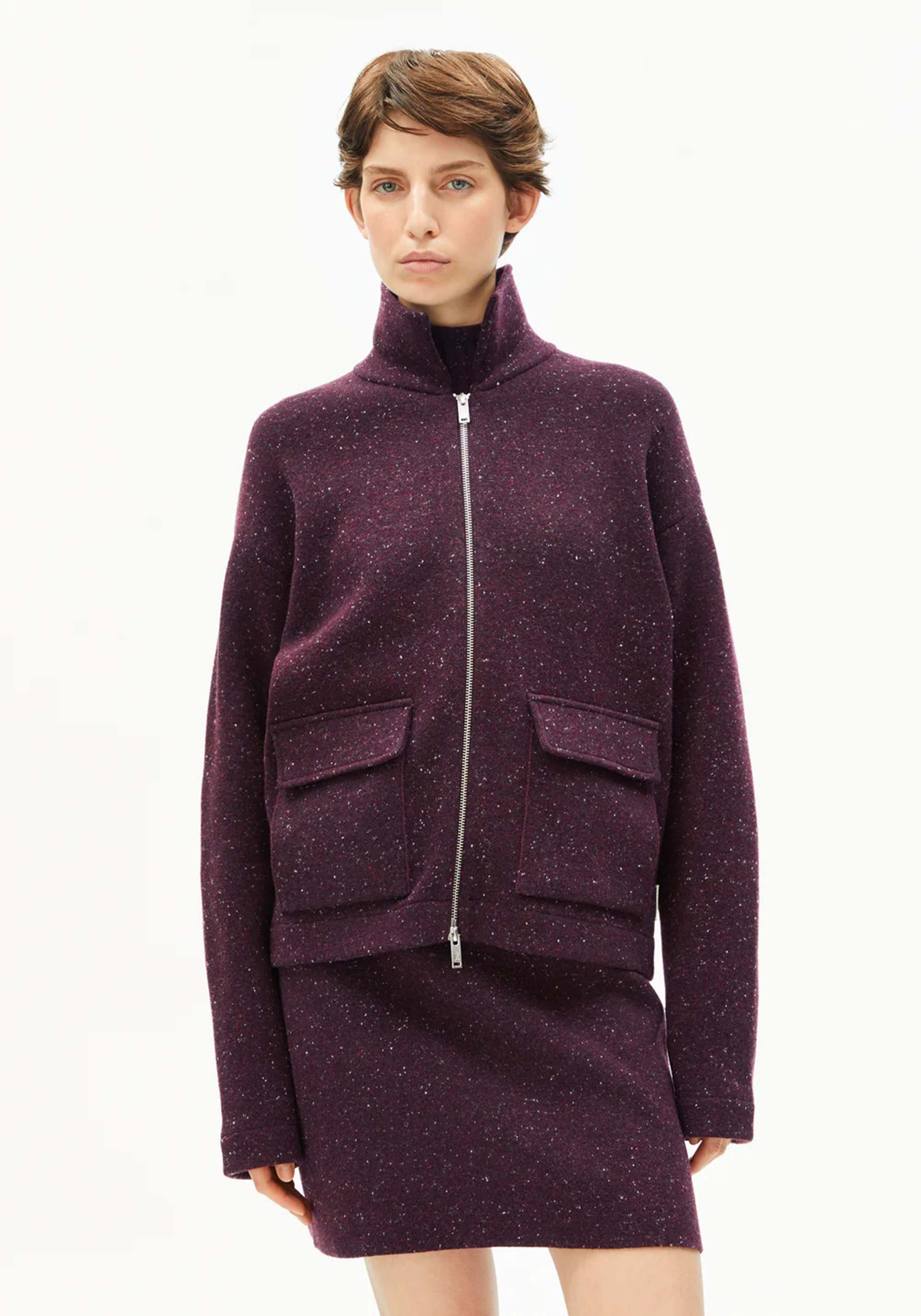 Armedangels Strickjacke Dorotheaa Tweed Dark Cranberry