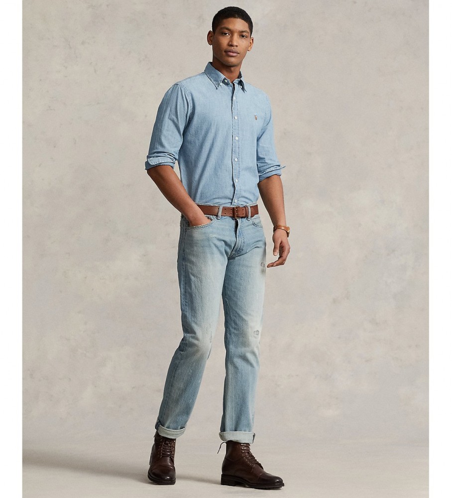 Camisa Ralph Lauren Custom Fit Azul Chambray
