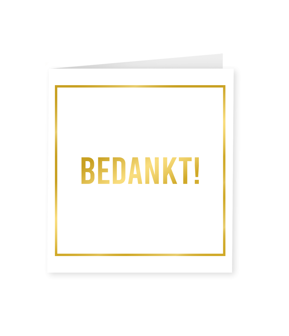Kaart Bedankt Goud Wit 15cm