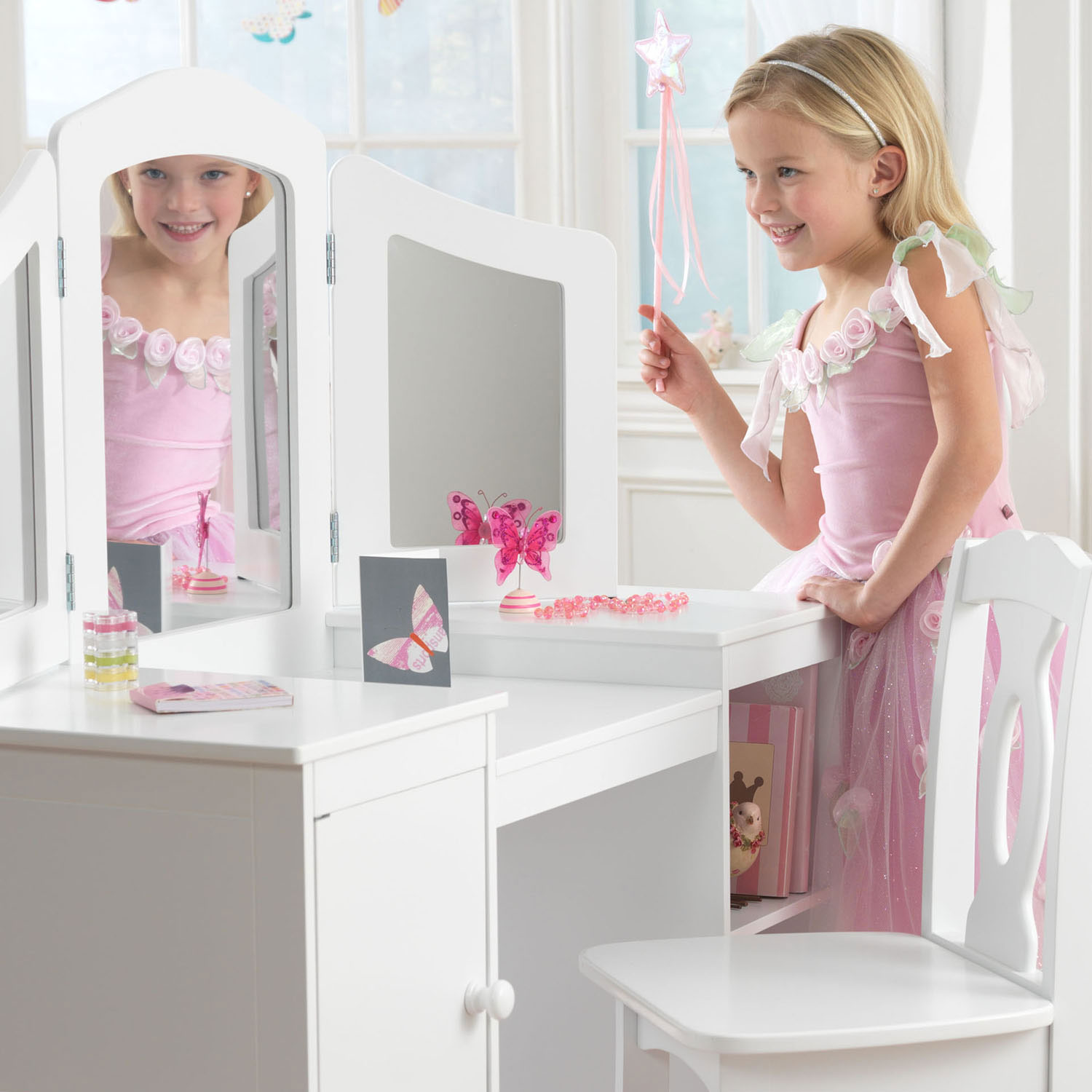 KidKraft Houten Kaptafel met Stoel Wit