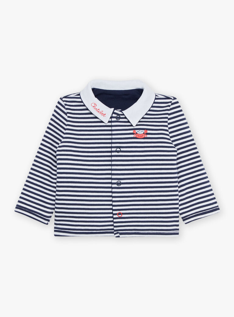 Gilet réversible bleu marine et à rayures