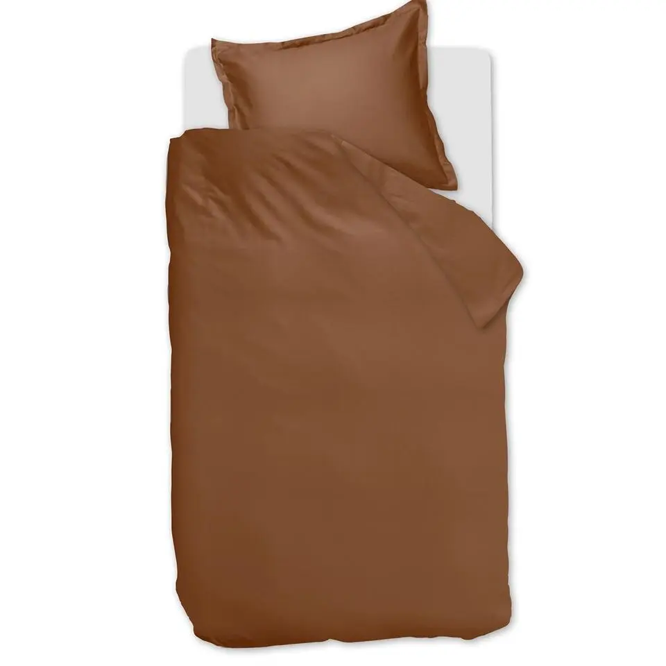 Ambiante Satin Uni dekbedovertrek - 140x200/220 - Bruin