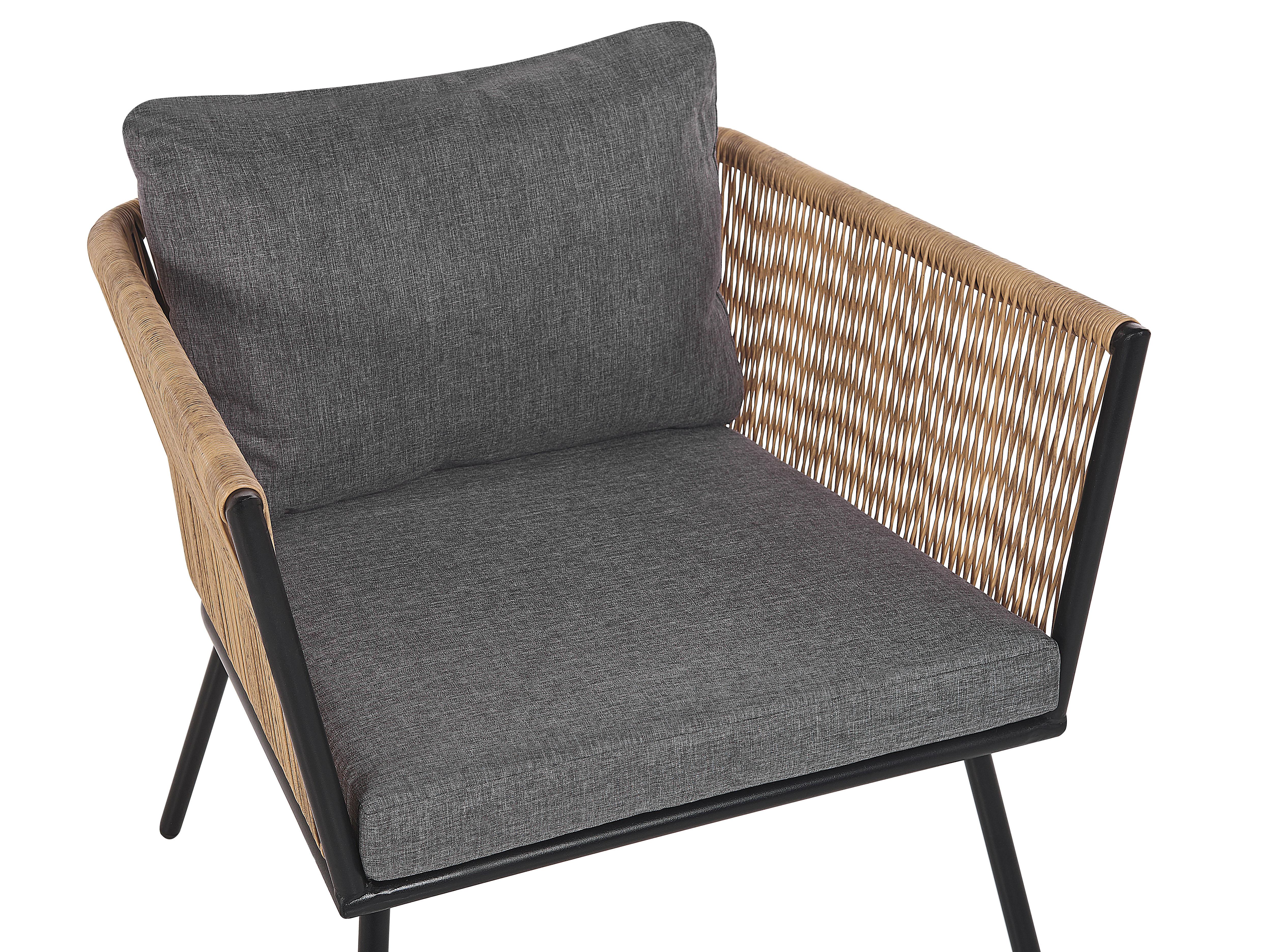 Bistroset met kussens GARGANO PE rotan Lichtbruin