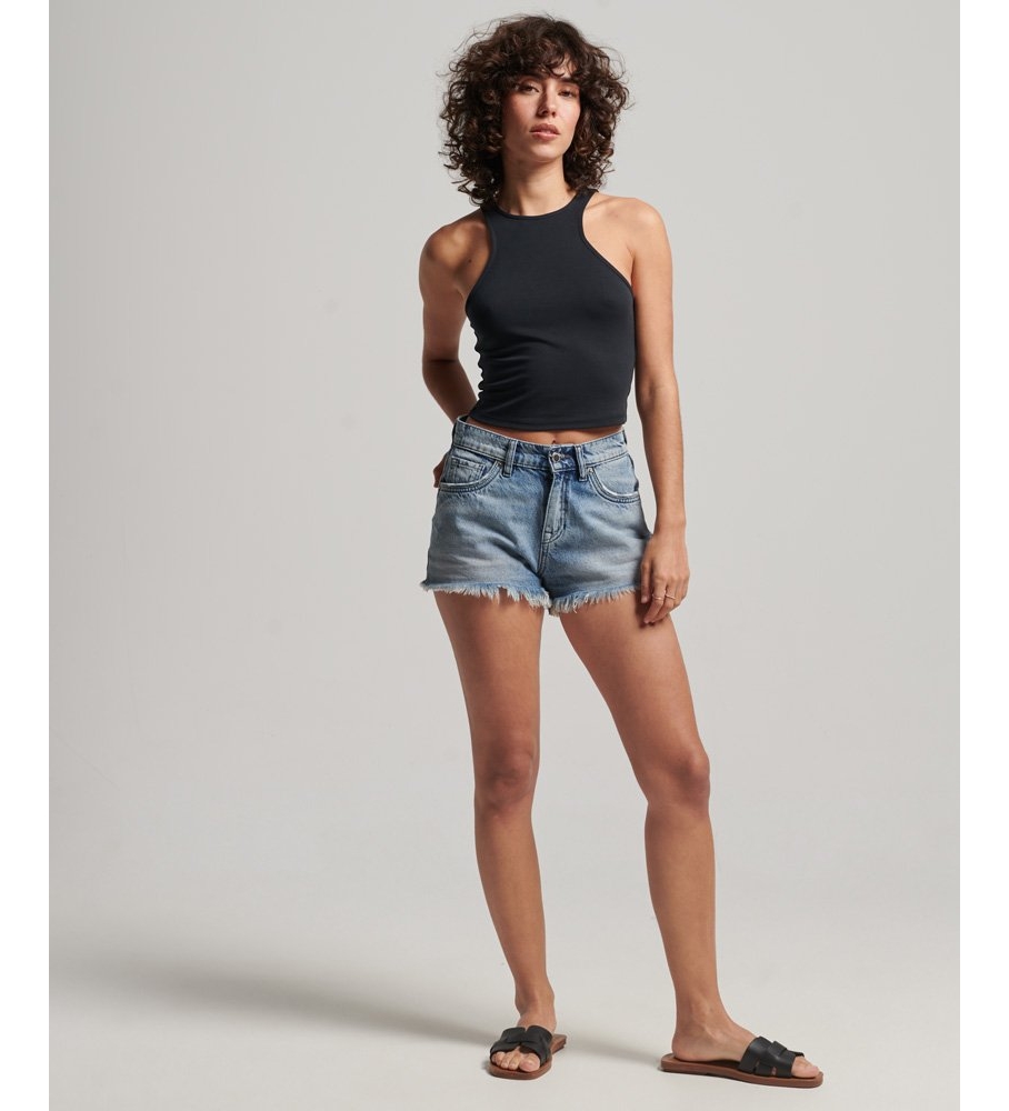 Top preto sem mangas de malha Superdry Racer Studios