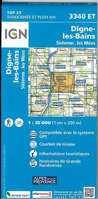 IGN - TOP25 3340ET DIGNE LES BAINS 1 25 000