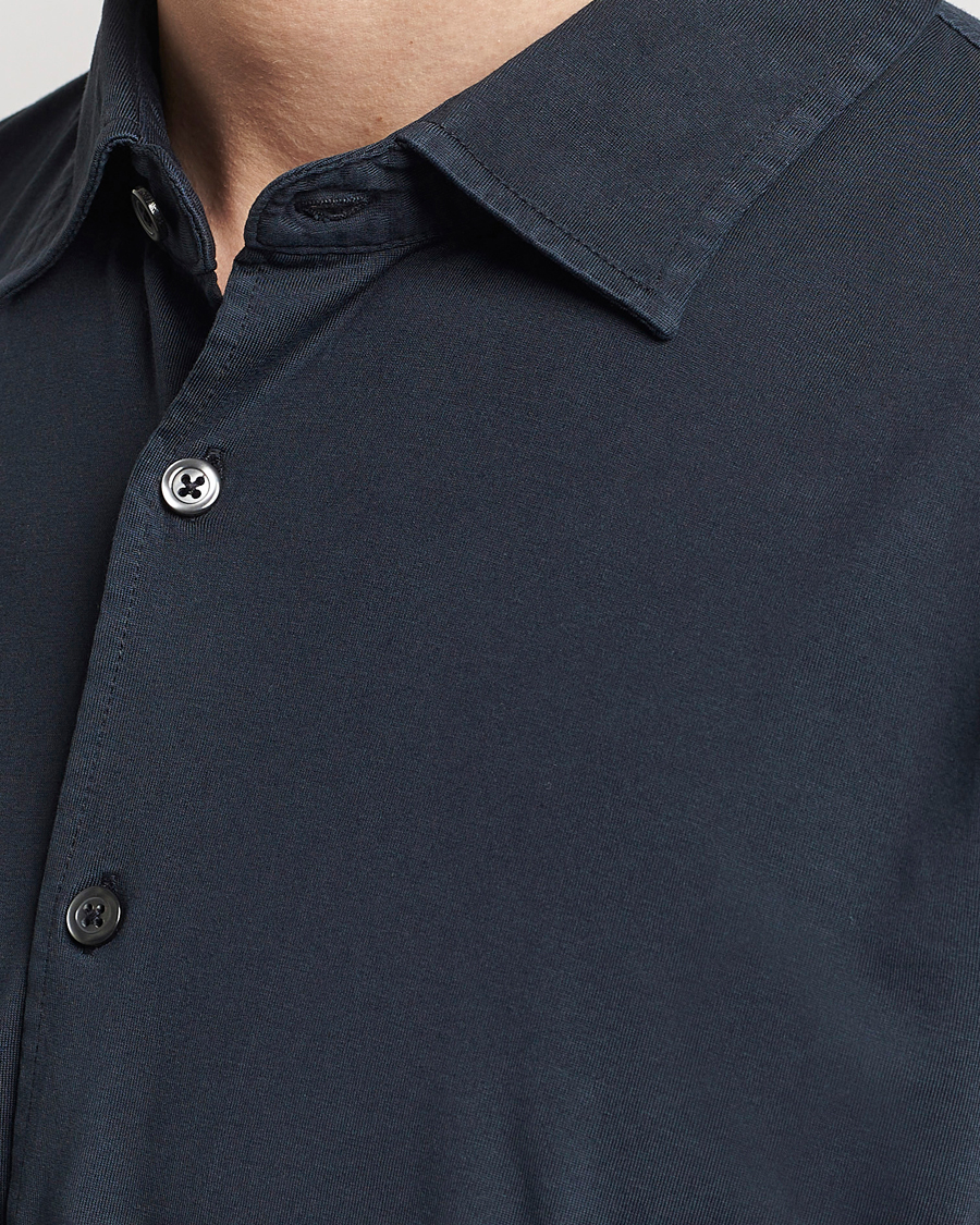 Gran Sasso Washed Cotton Jersey Shirt Navy