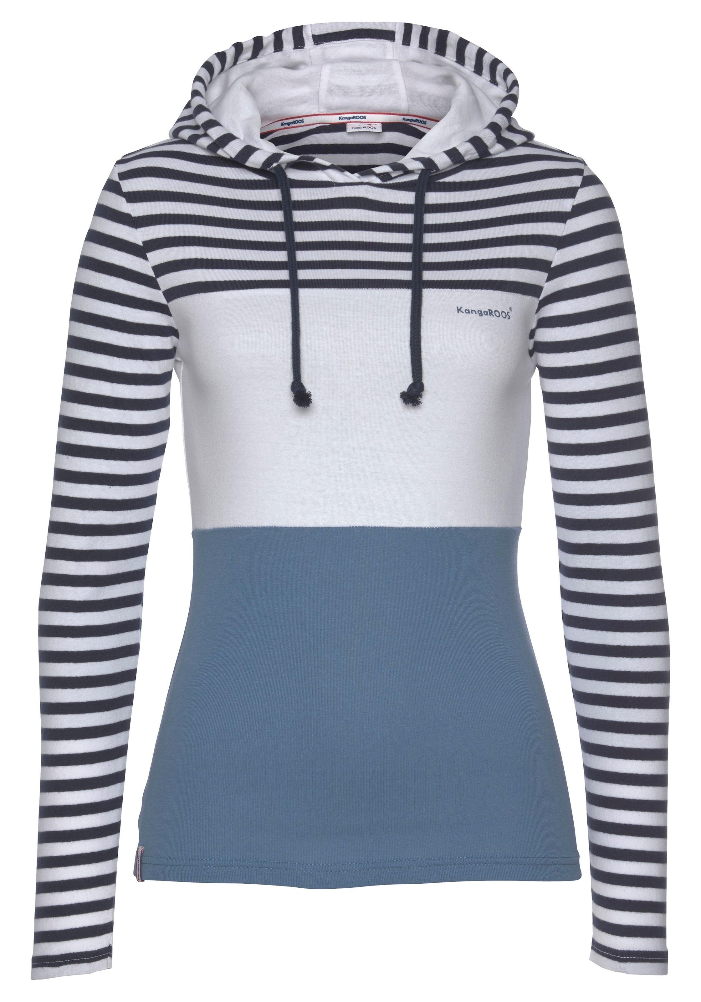 KangaROOS Kapuzenshirt , Langarm,  sehr figurbetont,  mit Colourblocking-Optik