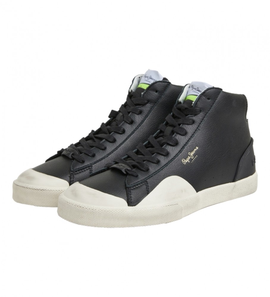 Tênis Pepe Jeans Kenton Vintagehigh de couro, tamanho M, preto