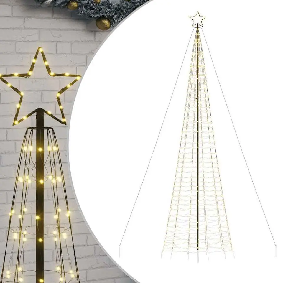vidaXL - LED-kerstboom met spikes 1534 LEDs 166,5x500 cm - Warmwit - Koper