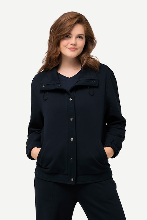 Sweatjacke, Stehkragen, Druckknöpfe, Biobaumwolle