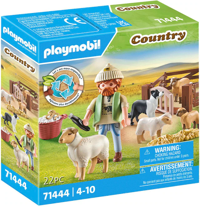 Playmobil® Konstruktions-Spielset »Junger Schäfer mit Schafen (71444), Country« teilweise aus recyceltem Material; Made in Europe