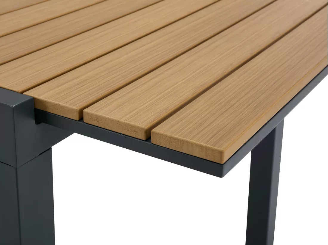 Table à manger de jardin extensible en aluminium et polywood L.170/230 cm - Naturel clair et anthracite - MACILA de MYLIA