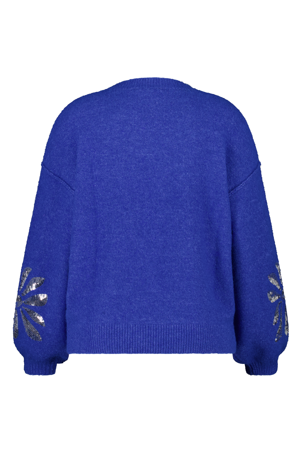 Gebreide trui met pailletten op de mouwen Kobalt blauw