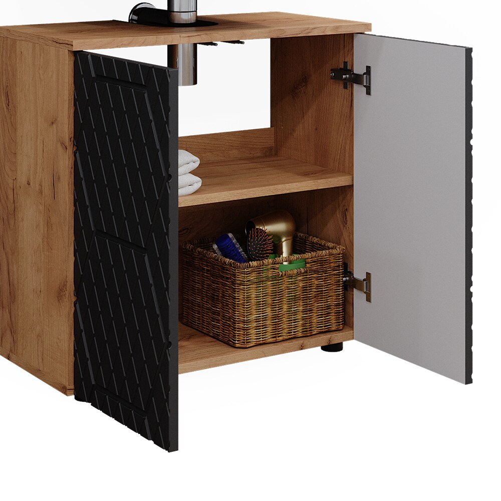 Vicco Badmöbel-Set Irma Eiche Anthrazit 2-teilig Spiegelschrank Waschbeckenschrank 60 cm