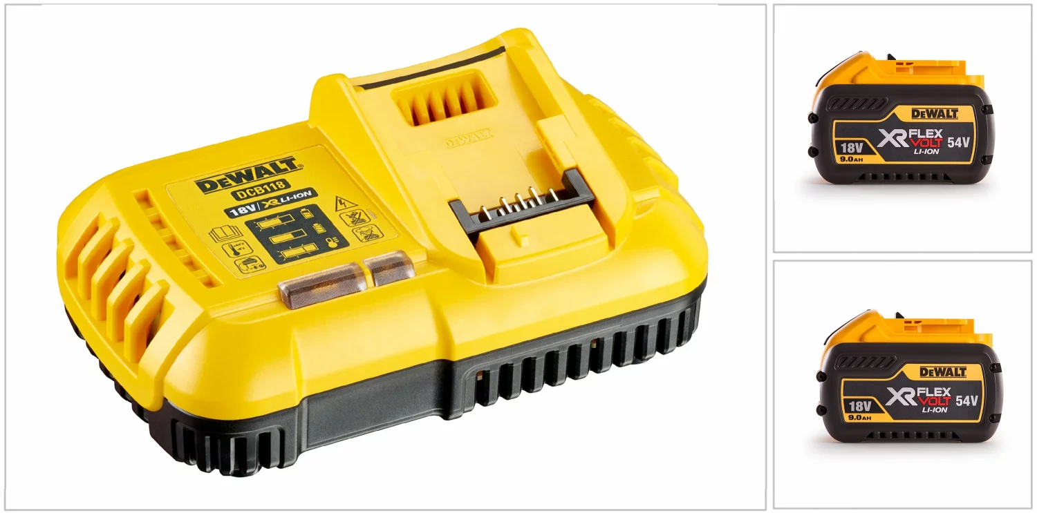DeWALT DCB118X2 18V / 54V FlexVolt Li-Ion accu starterset (2x 9.0Ah)   lader