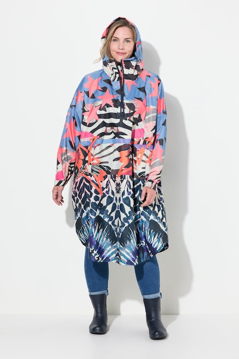 Funktions-Regencape, Unisex, Print, Kapuze