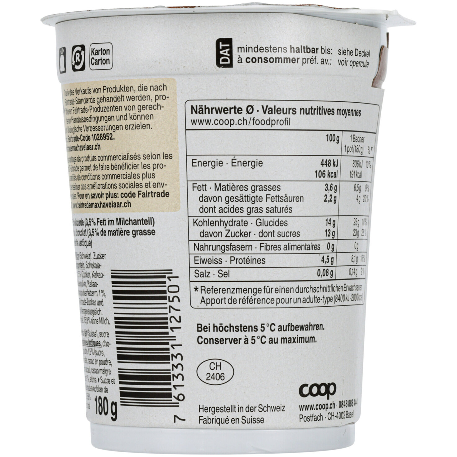 Fairtrade Joghurt Schokolade 2x180g