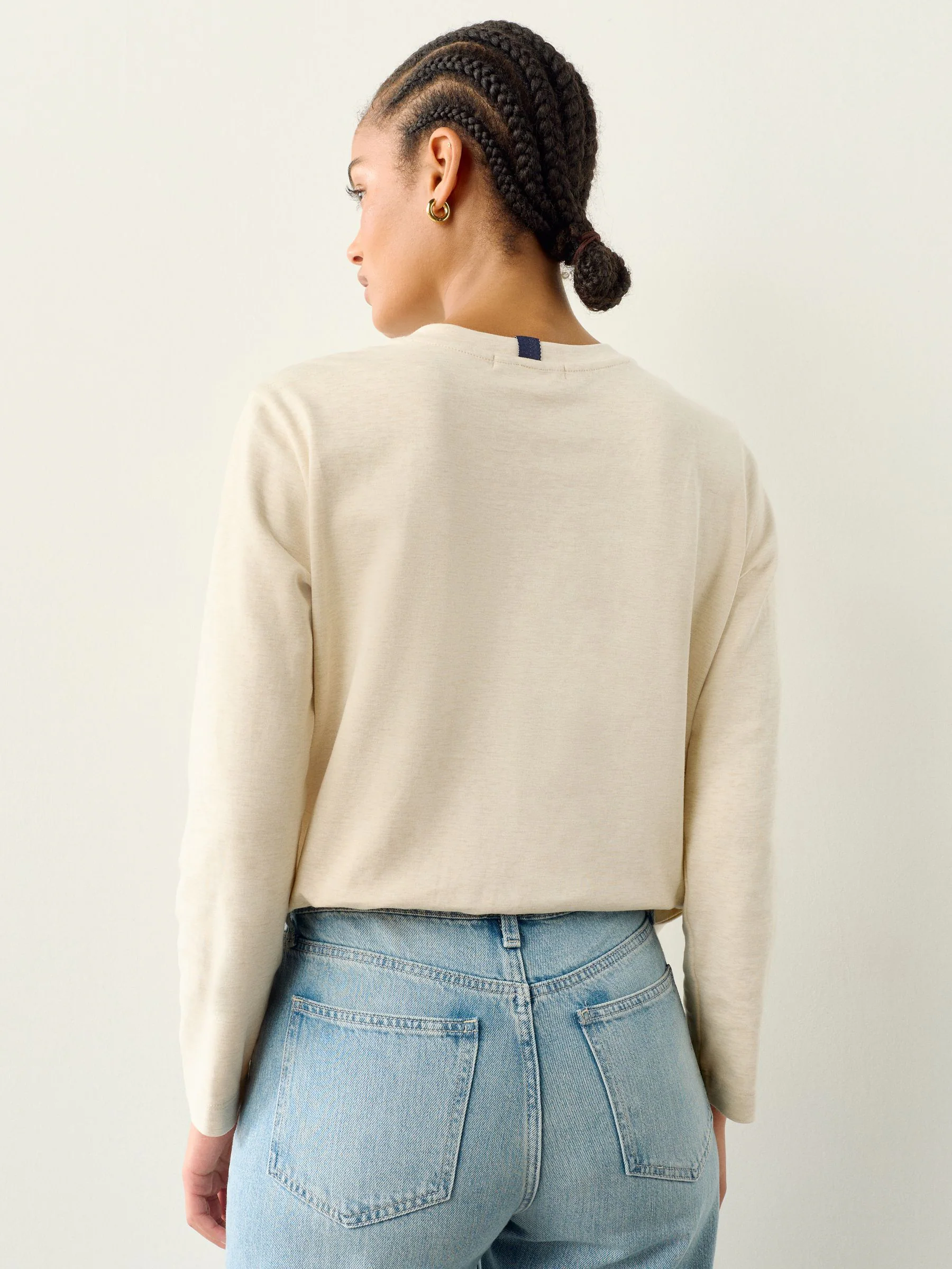 Moutkleurig - Dik T-shirt met lange mouwen en ronde hals
