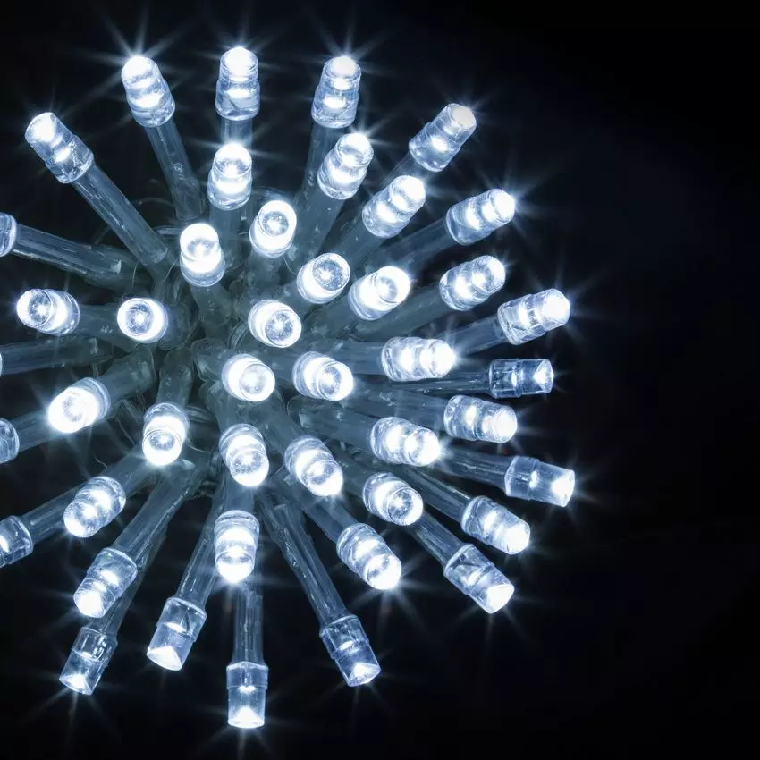 Guirlande lumineuse 30 m 300 LED câble transparent Timer Blanc froid