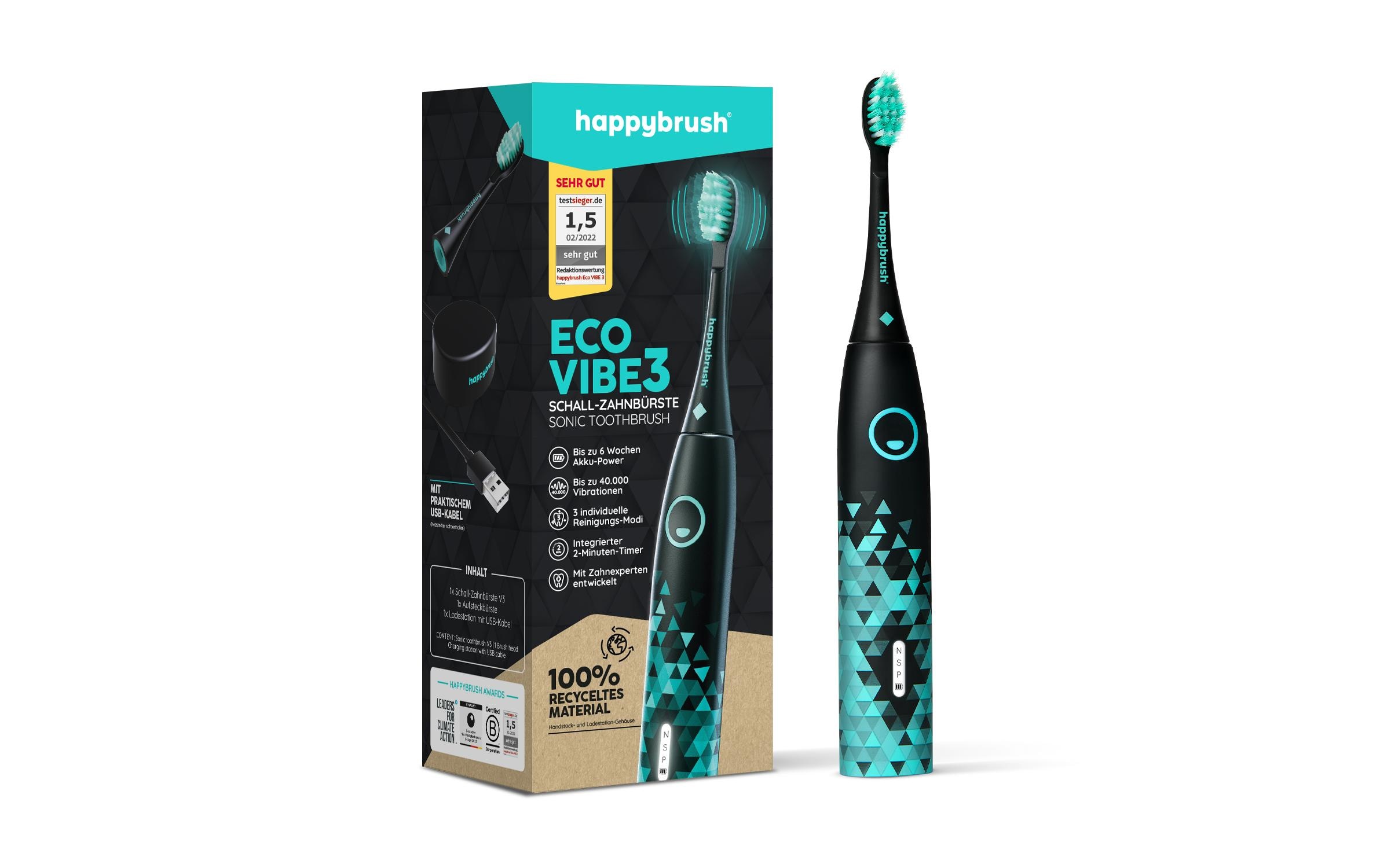 happybrush Schallzahnbürste »ECO V3 light« 40000 Rotationen/min