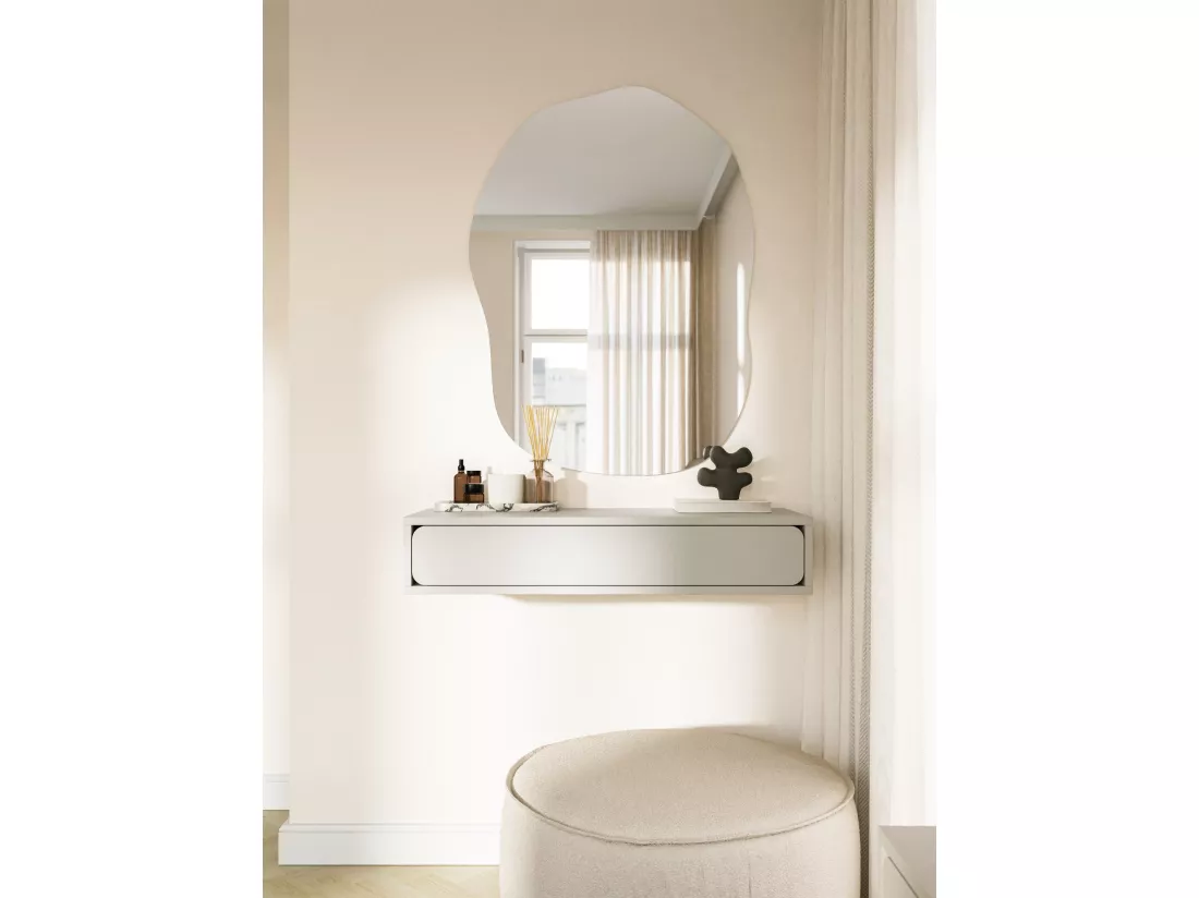 Console - 90 cm - avec tiroir - suspendu - grège - WUWU