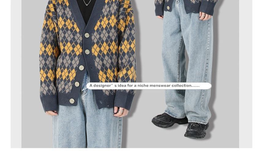 FAERIS - V-hals Argyle-vest met knoopjes