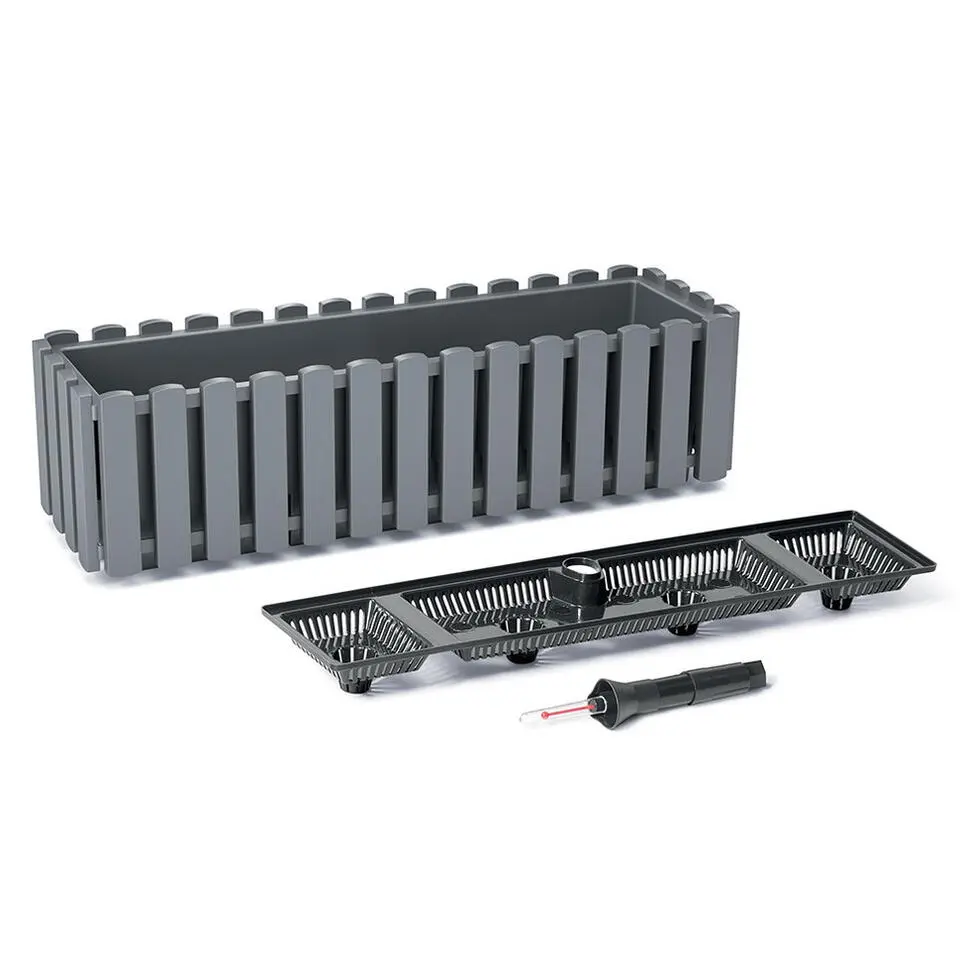 Prosperplast Plantenbak - kunststof - grijs - 58 x 18 x 16 cm