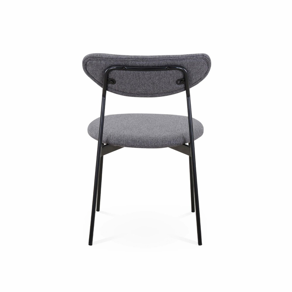 Lot de 2 chaises - arty - scandinaves et vintage. Assise et dossier gris foncé. Pieds en acier