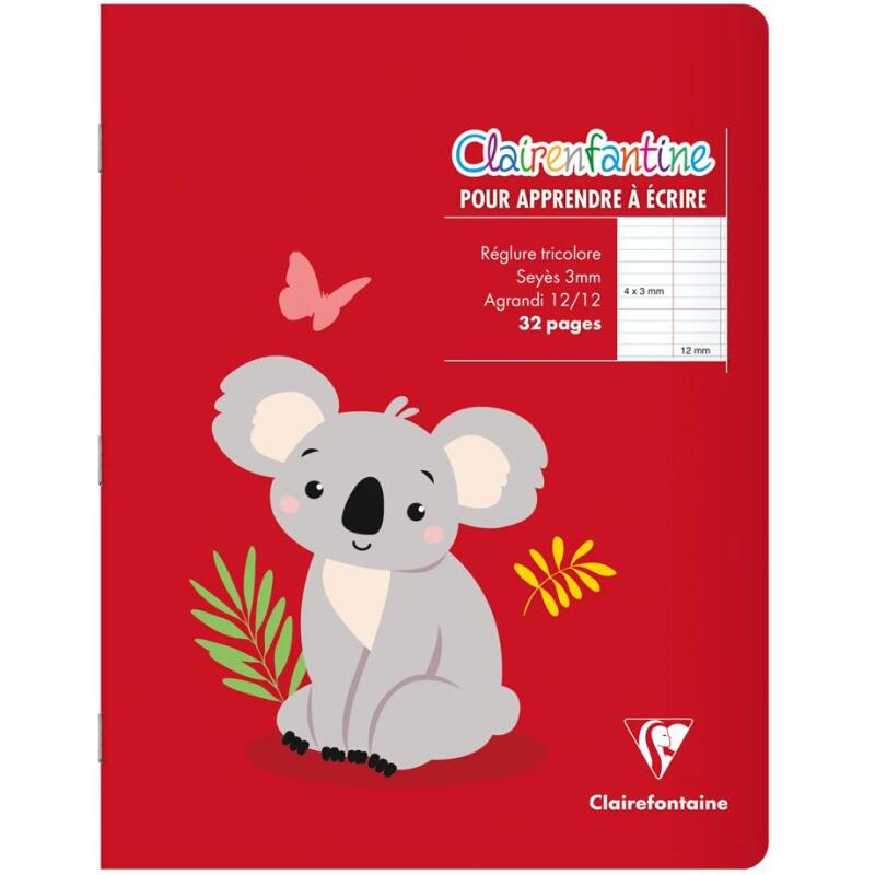 Cahier piqué 17x22 cm 32 pages grands carreaux 3 mm agrandis 12/12 mm - Assortis