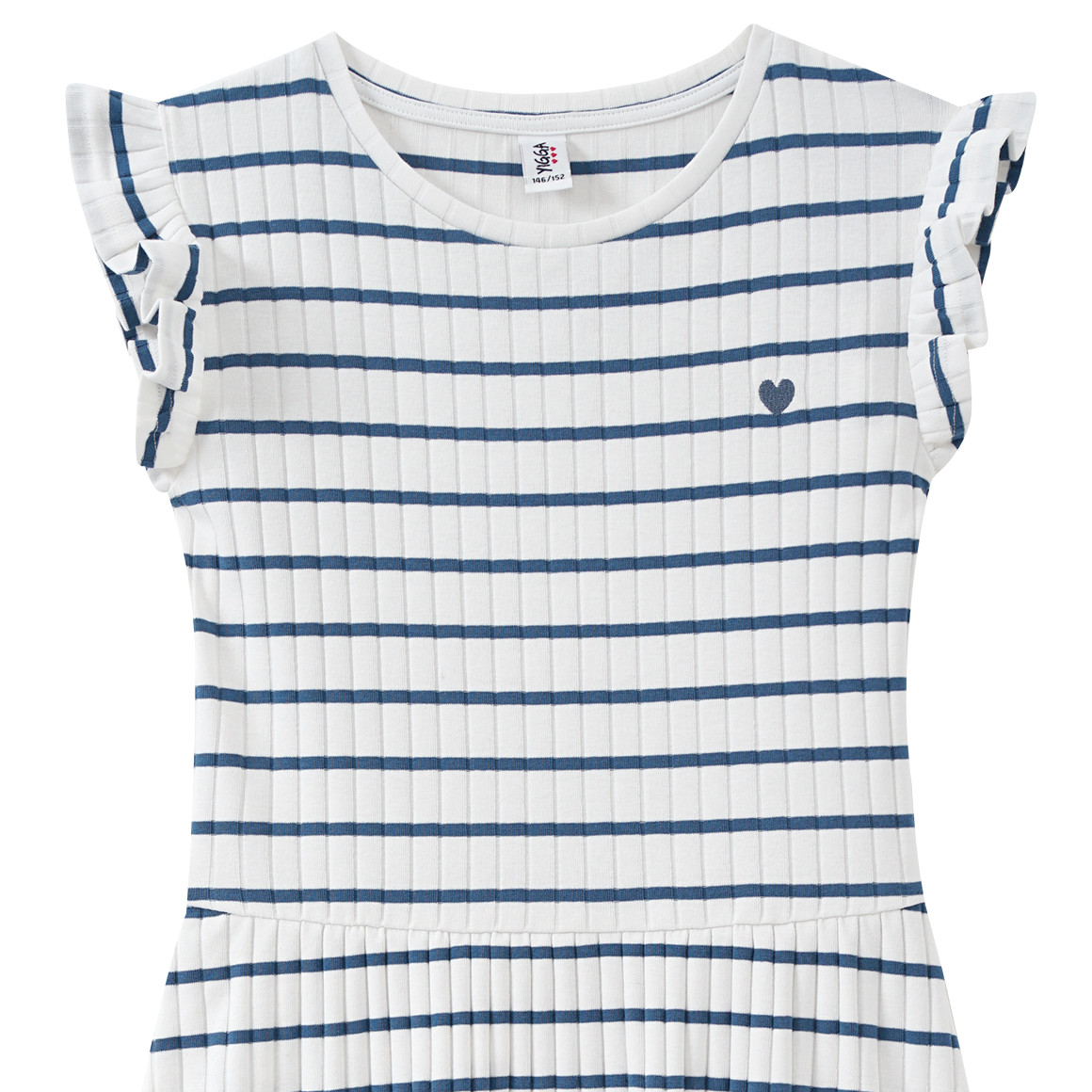 Yigga Mädchen Kleid mit Bio-Baumwolle weiss / dunkelblau