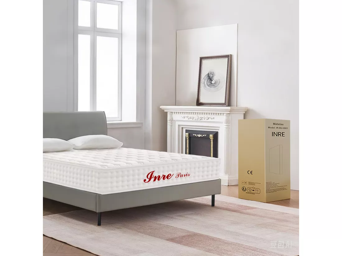Matelas 140x190 cm INRE Mousse à Mémoire de Forme, Épaisseur 22cm, Confort Ferme, Réversible, 7 zones ergonomique