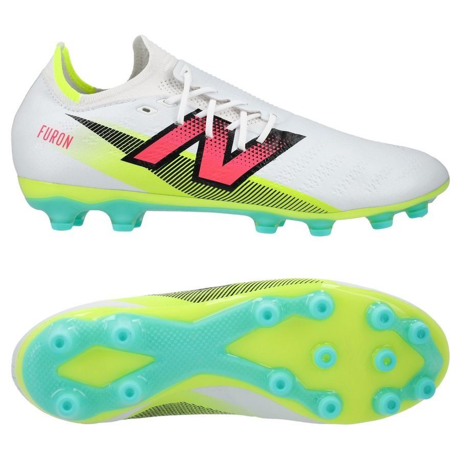 New Balance Furon V7 Pro AG - Blanc/Violet/Jaune Fluo