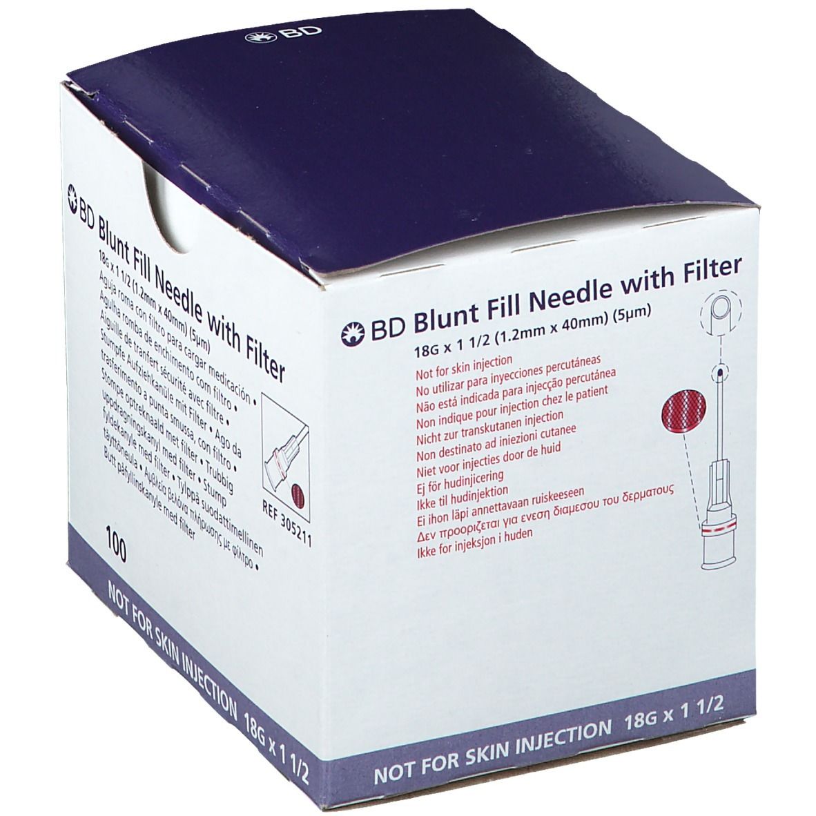 BD Aufziehkanüle mit 5μ Filter 18 G flieder